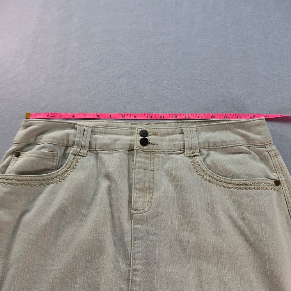 Christopher & Banks Khaki Tan Denim Maxi Skirt Womens 16 Stretch Long Straight - Picture 6 of 8